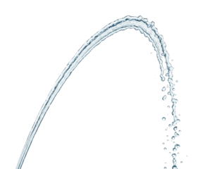 Water splashing action location high-quality view isolated on transparent background