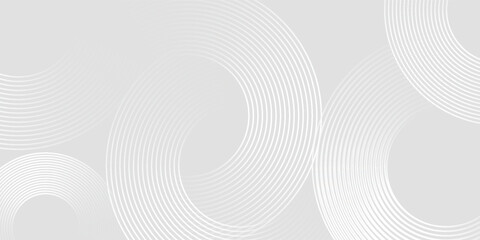 Fototapeta premium Abstract white glowing geometric lines on a gray background. Modern shiny blue circle line pattern. Future concept with a nice texture. Vector Background