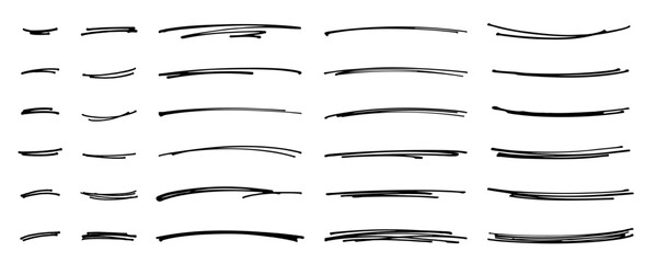 ラフな手描きアンダーラインセット ベクター素材