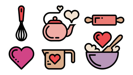 Culinary Hearts: An inviting collection of culinary icons, each symbolizing the loving essence of home baking and culinary joy.