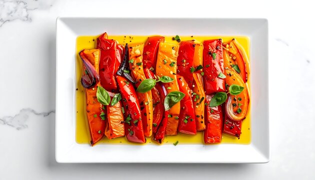 整然と盛られた焼き野菜エスカリバーダが映えるスペイン料理グルメ皿