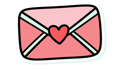 Sealed with Affection: A hand-drawn love letter, its pink envelope adorned with a heartfelt emblem, encapsulates a message of affection and adoration. 