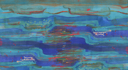 Fototapeta premium Abstract felt-tip pen background. Hand painted illustration. Modern art. Contemporary art. Blue felt-tip pen background with some spots on it and some lines in it