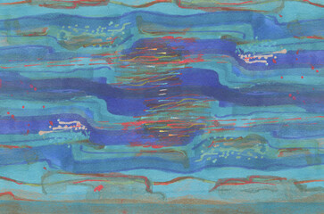 Fototapeta premium Abstract felt-tip pen background. Hand painted illustration. Modern art. Contemporary art. Blue felt-tip pen background with some spots on it and some lines in it
