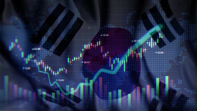 South Korea Flag Waving Stock Market Concepts