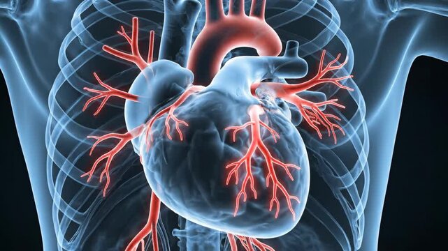 Human Heart Beating in Medical X Ray Anatomy Animation 3D Render