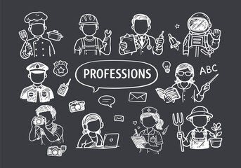 Hand-drawn Professions Doodle Set
