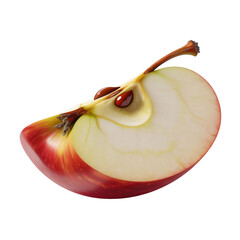A sliced apple piece is placed as isolated on pure white background 