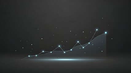 Glowing blue business growth chart on dark background