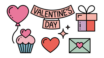 Valentine's Day Icon Set: A charming collection of Valentine's Day icons, each conveying the essence of affection, celebration, and romantic sentiment.
