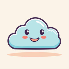 Cartoon cloud with a happy face, featuring a light blue color and a friendly expression.