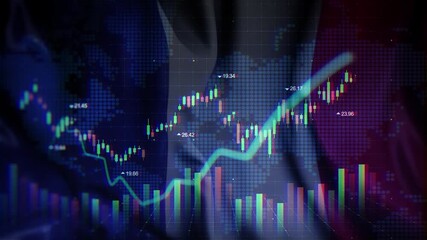 France Flag Waving Stock Market Concepts - Powered by Adobe