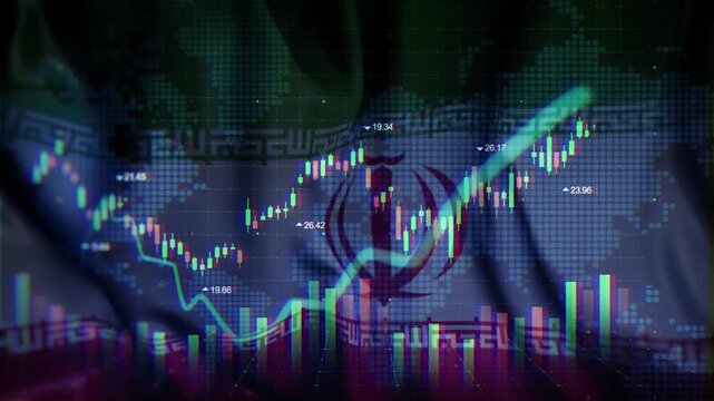 Iran Flag Waving Stock Market Concepts