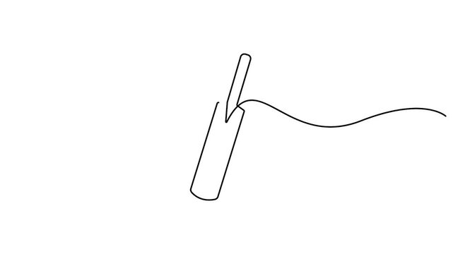 Self animated continuous line drawing illustration of a professional cricket bat