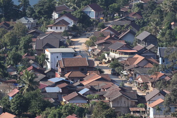 Panoramic view of the old town of  Nong Khiew, Ngoi Distict, Luang Prabang, Laos