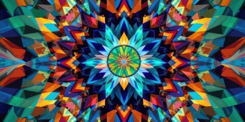 Kaleidoscope of color with beautiful ornamental - Thorough background summary - seamless AI generated Kaleidoscope of color with
