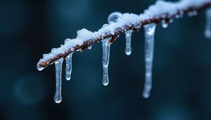 Close-up of icicles on the branches of trees in winter AI Generated Close-up of icicles on the branches of trees in winter AI