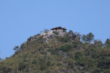 Beautiful mountian, river and view in Nong Khiew, Ou River, Ngoi District, Luang Prabang, Laos