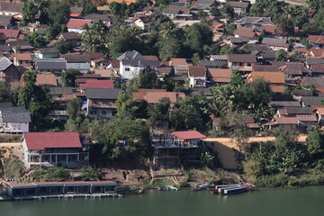 Panoramic view of the old town of  Nong Khiew, Ngoi Distict, Luang Prabang, Laos