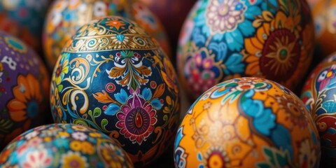 Colorful easter eggs, close-up, selective focus. AI generated Colorful easter eggs, close-up, selective focus. AI generated AI