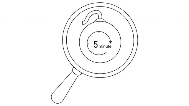 A 5minute bomb is inside a magnifying glass The bomb has a curved fuse