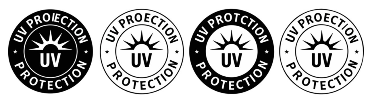 uv sun protection skincare line icon set