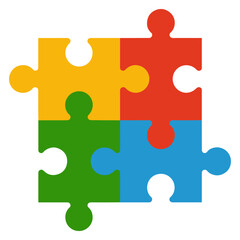 four piece puzzle teamwork icon