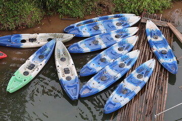 colourful tourist boats