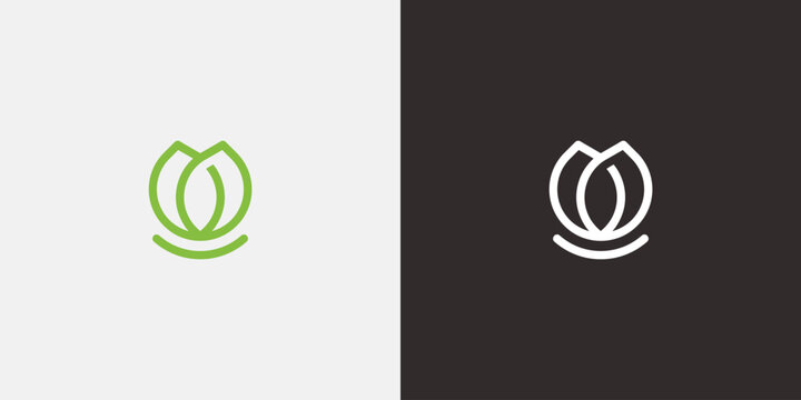 Minimalist stylized plant logo in green