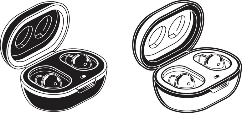 Two open earbud cases Vector