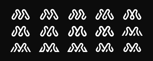 initial Letter M monogram set logo design vector illustration template