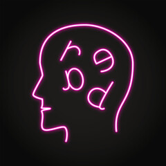 Dyslexia learning disorder neon icon