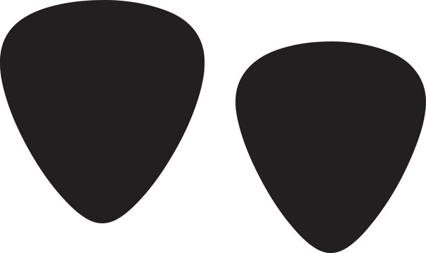 Two black guitar picks isolated on a white background simple musical instrument icon