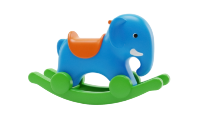 Isolated colorful rocking elephant toy, fun preschool playtime activity for toddler development