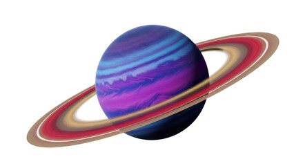 Isolated gas giant planet with rings, detailed texture and vibrant colors, astronomical depiction © Michal