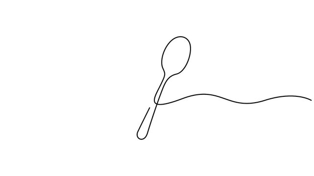 Self animated minimalist illustration of a spoon created using a single continuous line drawing style