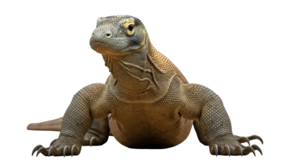 Isolated Komodo dragon, strong reptile, dangerous animal, wildlife predator, aggressive beast