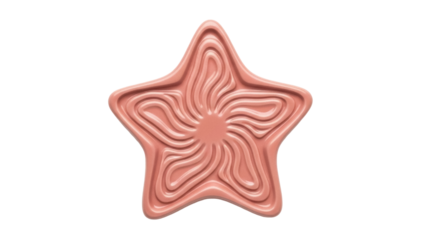 Isolated starfish object with wavy lines on arms against blank backdrop, no shadow