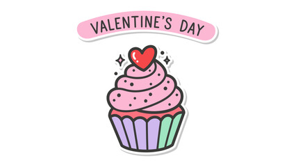 Cupcake of Love: A delightful cupcake adorned with a heart and the words Valentine's Day, representing affection and love, perfect for sweet treats and special occasions.