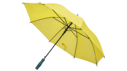 Isolated, an open yellow umbrella casts shade, a necessary item for rainy or sunny days