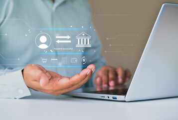 Digital payment, online banking, fintech, secure transaction, authentication money transfer, invoice, credit card, financial technology, payment successful, secure online payment transaction concept