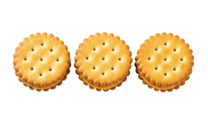 Isolated Peanut Butter Sandwich Crackers Cookies, crispy, buttery snacks with filling on neutral