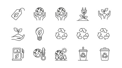 Fototapeta premium Eco friendly icons for sustainable living and environmental awareness