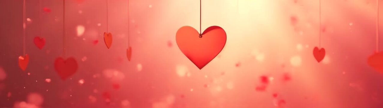 Many hearts hanging from the strings of a string