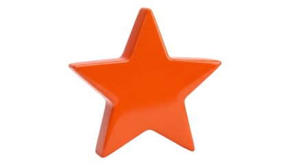 Isolated orange star decoration with rounded edges and smooth texture shines in the studio