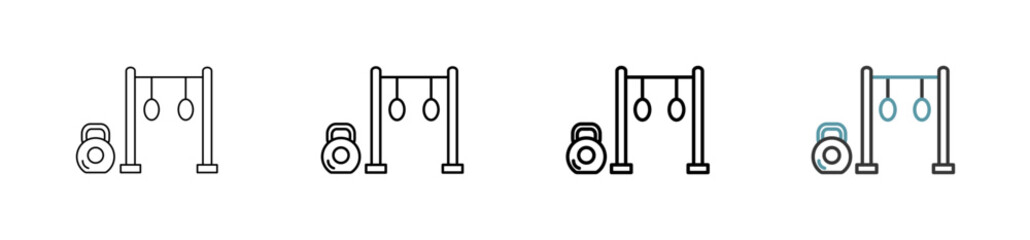 Outline style Gym icon set. Available various sizes