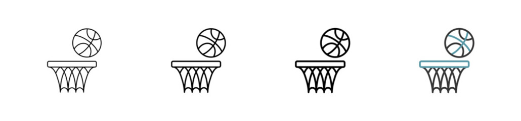 Outline style Basket Ball icon set. Available various sizes