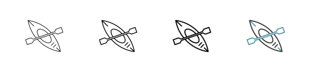 Outline style Kayak icon set. Available various sizes