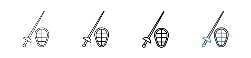 Outline style Fencing icon set. Available various sizes