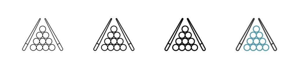 Outline style Billiard icon set. Available various sizes